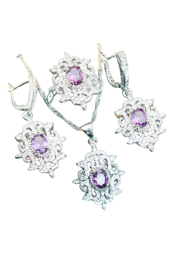 4pcs Luxury 18K Plated Gold Formal Jewelry Set For Women,Stud Earrings, Bracelet,Rings And Necklace Set,For Weddings,Party,Mother's Birthday Gifts