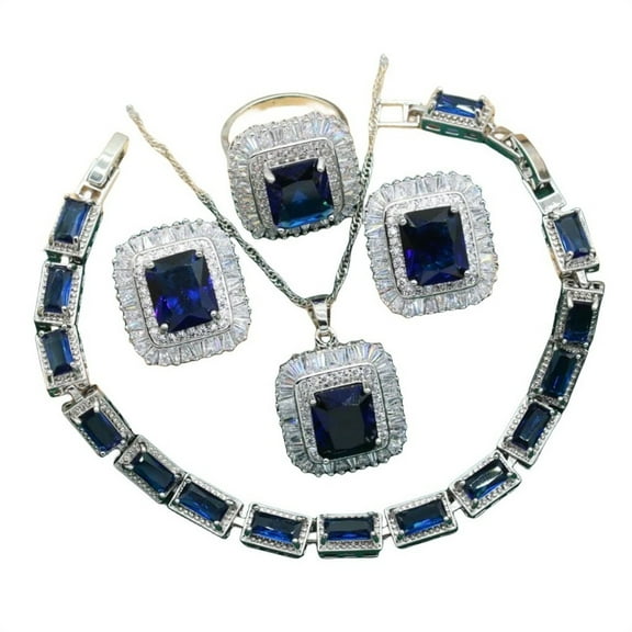 Giffor 5pcs Luxury 18K Plated Gold Formal Jewelry Set For Women,Stud Earrings, Bracelet,Rings And Necklace Set,For Weddings,Party,Mother's Birthday Gifts