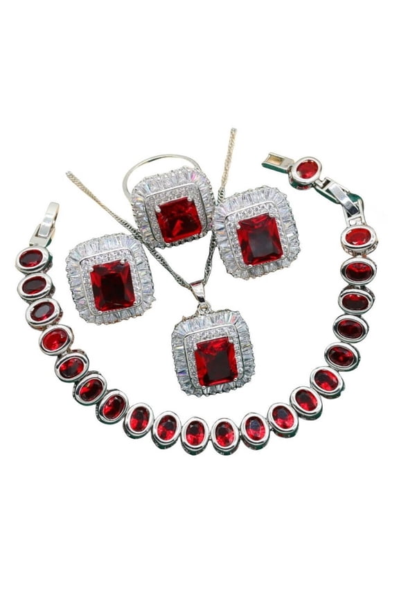 5pcs Luxury 18K Plated Gold Formal Jewelry Set For Women,Stud Earrings, Bracelet,Rings And Necklace Set,For Weddings,Party,Mother's Birthday Gifts