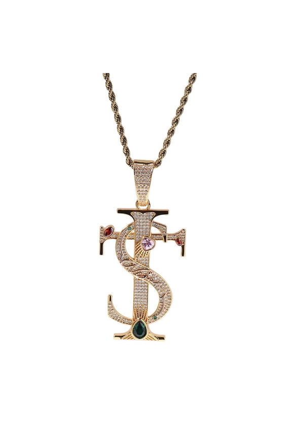 Hip Hop Jewelry Cross Necklace For Men 18K Gold Plated Miami Chains Iced Out Heart Pendant Necklace Women Joyas