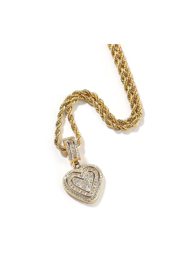 Hip Hop Jewelry Necklace For Men 18K Gold Plated Miami Chains Iced Out Heart Pendant Necklace Women Joyas