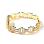 Giffor Luxury Mens Hiphop Bracelet 18K Gold Plated Pulsera,Iced Out Hip Hop Jewelry Braets