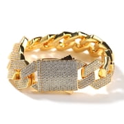 Giffor Luxury Mens Hiphop Bracelet 18K White Gold Plated Pulsera,Iced Out Hip Hop Jewelry Braets