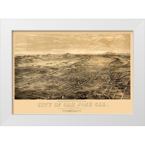 Gifford 24x18 White Modern Wood Framed Museum Art Print Titled - San Jose California - Gifford 1869