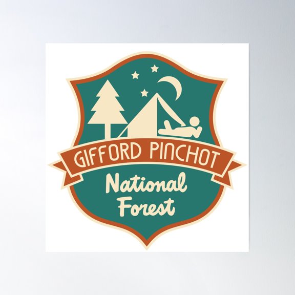 Gifford Pinchot National Forest (Aa) Poster Wall Art, Modern Wall Decor, 30x30 UNFRAMED