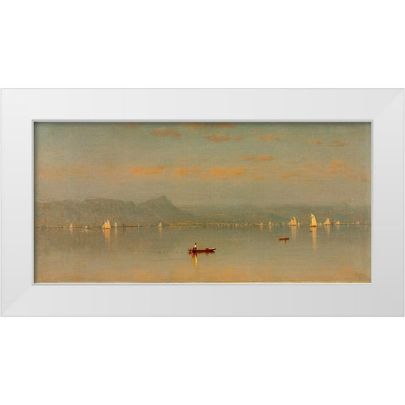 Gifford, Sanford Robinson 32x17 White Modern Wood Framed Museum Art Print Titled - Haverstraw Bay