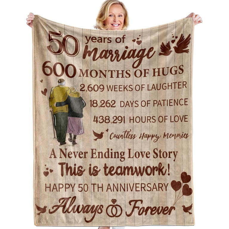 50th Wedding Anniversary Lantern - Golden Anniversary Gift With LED Candle & Timer, Real Wood, Rose Gold