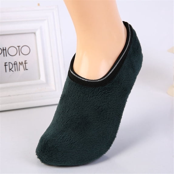 Gift Antislip Casual Slippers Bedroom Floor Socks Thicken Velvet Thermal Socks Winter Warm GREEN