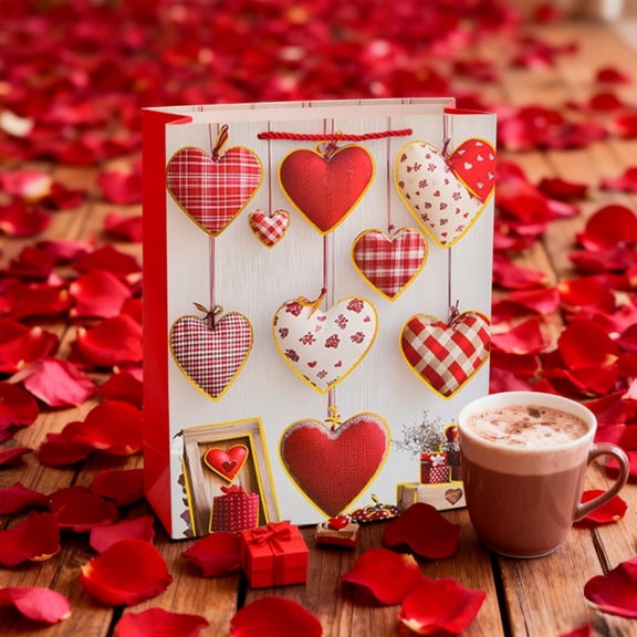 Gift Bag for Her, Paper Present Packaging with Handles, 7x3.3x9.4 Inch Romantic Souvenir Bag for Girlfriend Multicolor