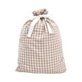 thumbnail image 1 of Gift Bag with Drawstring, Extra Large Heavy Duty Check Pattern Christmas Bag for Storage and Decoration (Khaki), 1 of 6