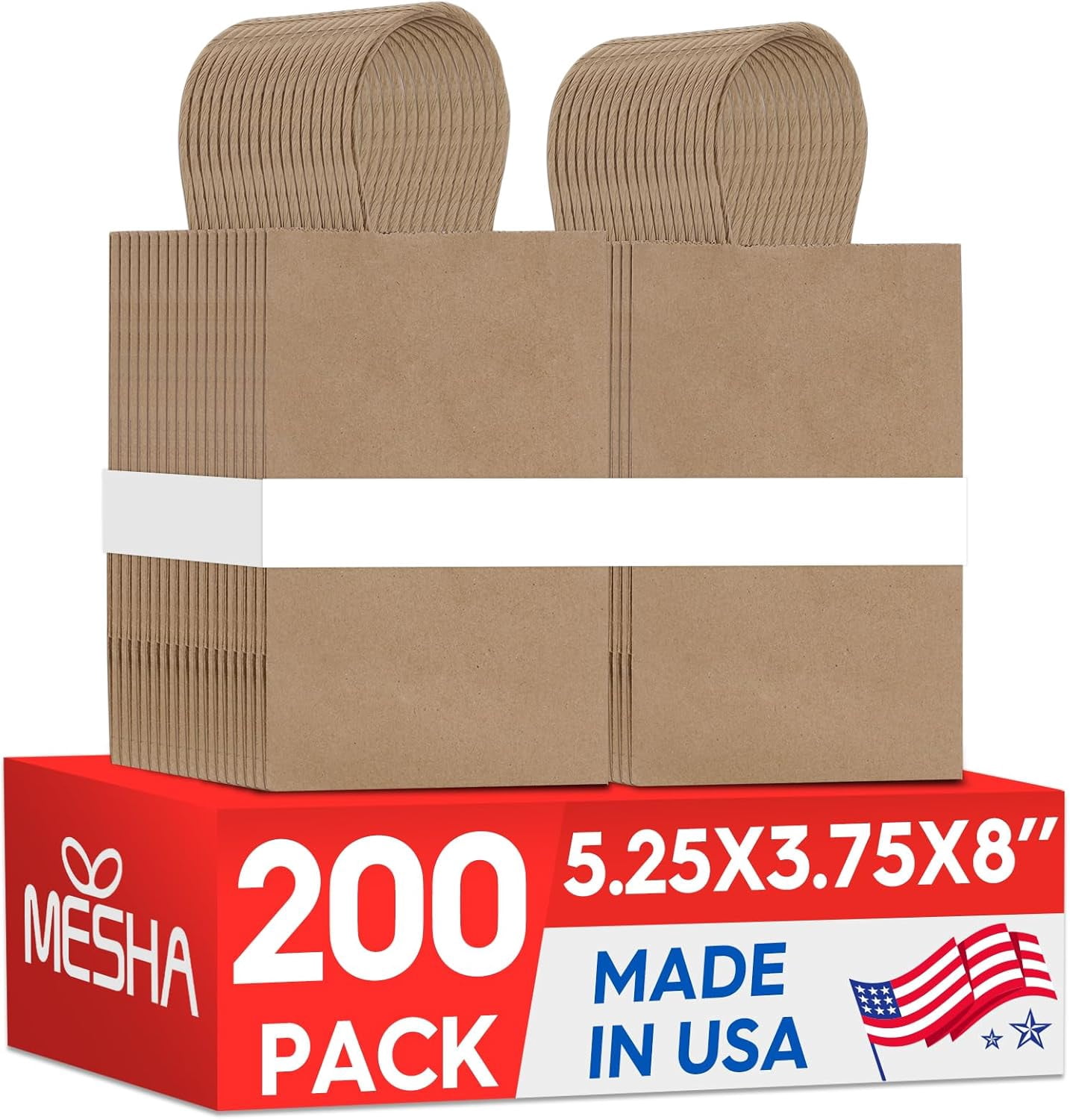 Gift Bags 200Pcs 5.25x3.75x8 Small Brown Paper Bags with Handles Bulk ...