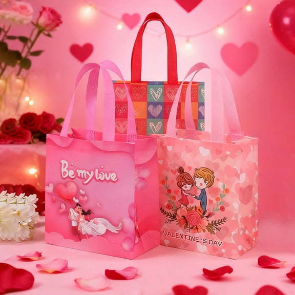 Gift Bags Valentine's Day Wedding Day Non-Woven Handbag Valentine's Day Gift Packaging Gift Bag Film Covered Non-Woven Handbag