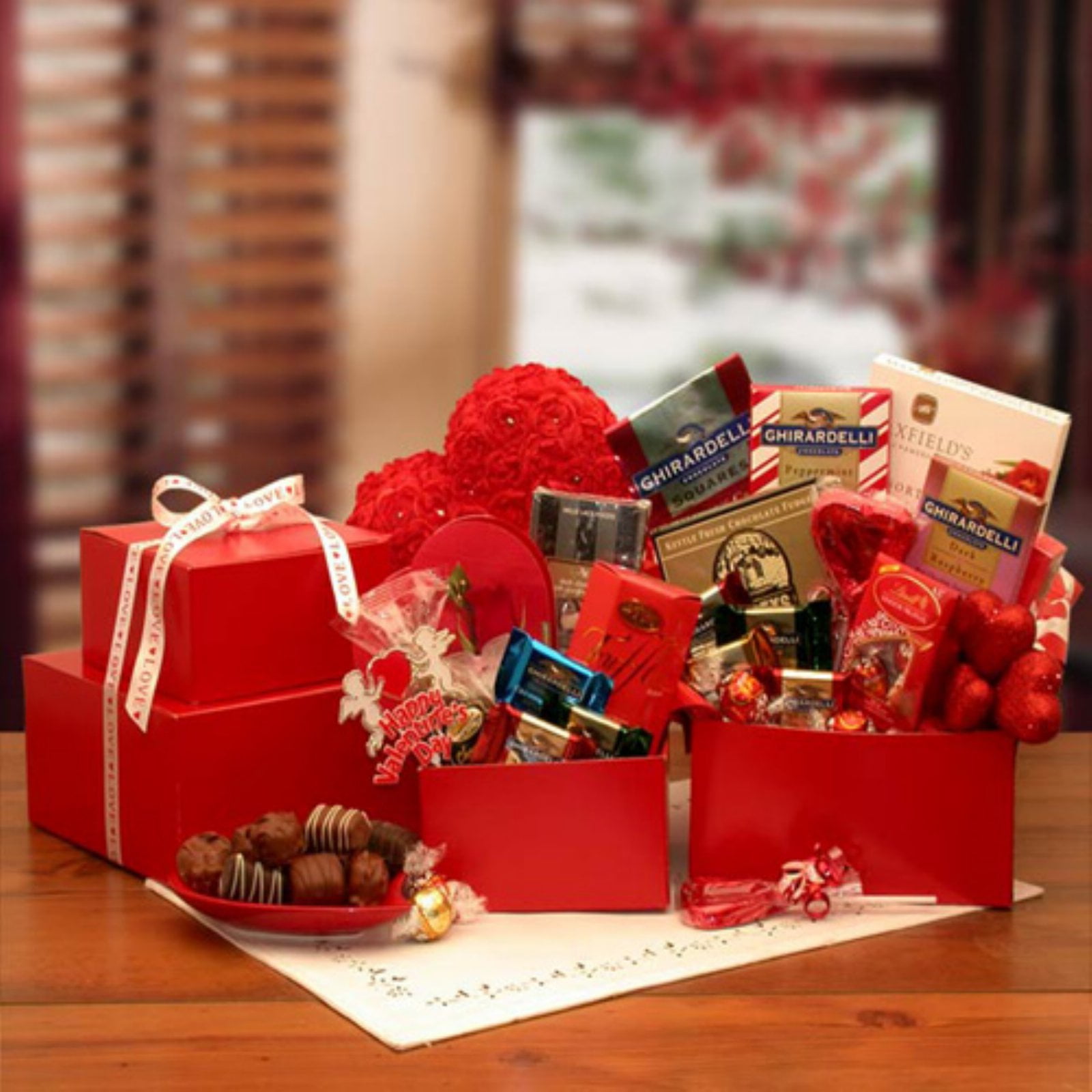  Valentines Day Chocolate Gift Basket with 16oz Steel Mug and  Straw : Grocery & Gourmet Food