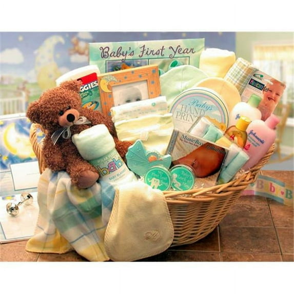 Gift Basket Drop Shipping Deluxe Welcome Home Precious Baby Basket -Yellow and Teal