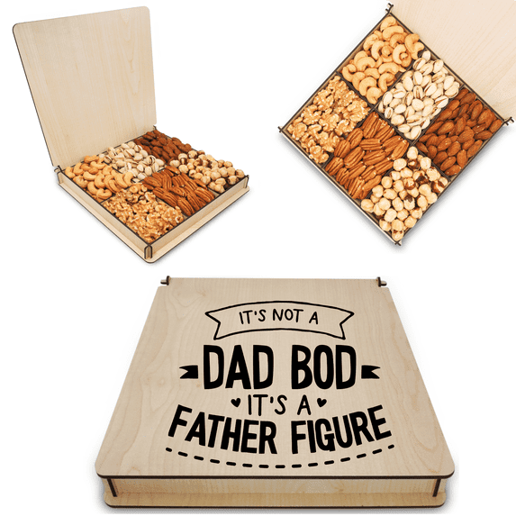 Gift Basket Fathers, Wooden Reusable, Nuts Gourmet Fresh Snack Box, Birthday Party, Secret Garden's