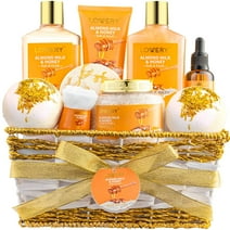 Gift Basket For Women – 10 Pc Almond Milk & Honey Beauty & Personal Care Set - Home Bath Pampering Package for Relaxing Stress Relief - Spa Self Care Kit - Thank You, Birthday, Mom, Mother's Day Gift