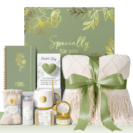 Gift Baskets for Women, 10 Pcs Self Care Gifts for Women Get Well Soon Gifts, Christmas Birthday Gifts for Women Spa Care Package, Sympathy Inspirational Thinking of You Gift Set, Beige
