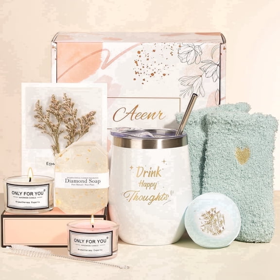 Gift Baskets for Women, 8 Pcs Spa Basket Set,  Birthday Gift for Women,  Gift Set and Valentine's Day Gift, Beauty Holiday Birthday Gifts Idea for Her, White