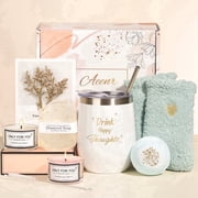 Gift Baskets for Women, 8 Pcs Spa Basket Set, Birthday Gift for Women, Gift Set and Valentines Day Gift, Beauty Holiday Birthday Gifts Idea for Her, White