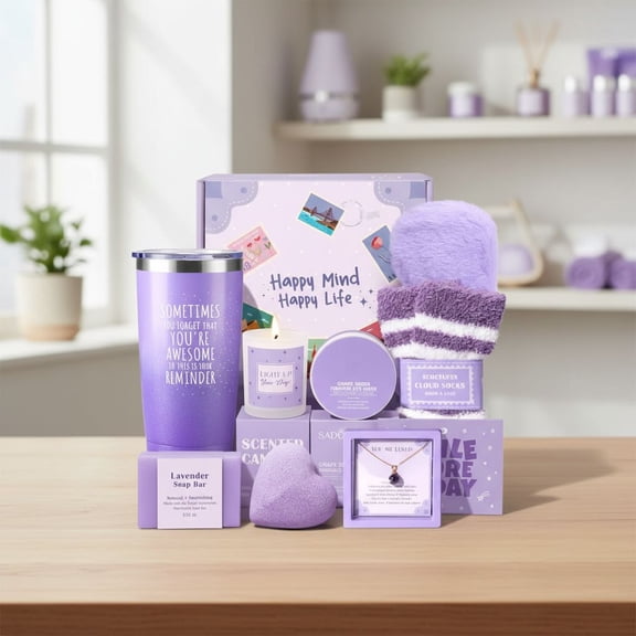 Gift Baskets for Women, 9pcs Unique Happy Birthday Gifts for Women, Best Mothers Day Christmas Gifts Get Well Soon Basket Appreciation Ideas Box w/Tumbler Her Mom Sister Friend Friendship Teacher