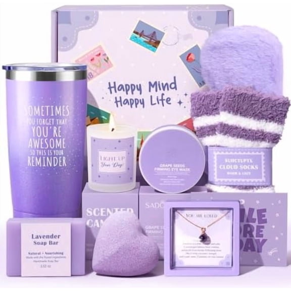 Gift Baskets for Women, 9pcs Unique Happy Birthday Gifts for Women, Best Mothers Day Christmas Gifts Get Well Soon Basket Appreciation Ideas Box w/Tumbler Her Mom Sister Friend Friendship Teacher