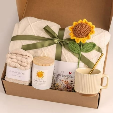 Gift Baskets for Women, Unique Birthday Gifts for Women, Best Friend Birthday Gifts, Get Well Soon Gift Basket,Sending Sunshine Gifts Sunflower Gifts, Thinking of You Care Package