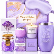 Gift Baskets for Women Mothers Day Birthday Christmas Valentines Day Unique Gifts for Women Mom Lavender Spa Gift Basket - BEST WISHES FOR YOU!