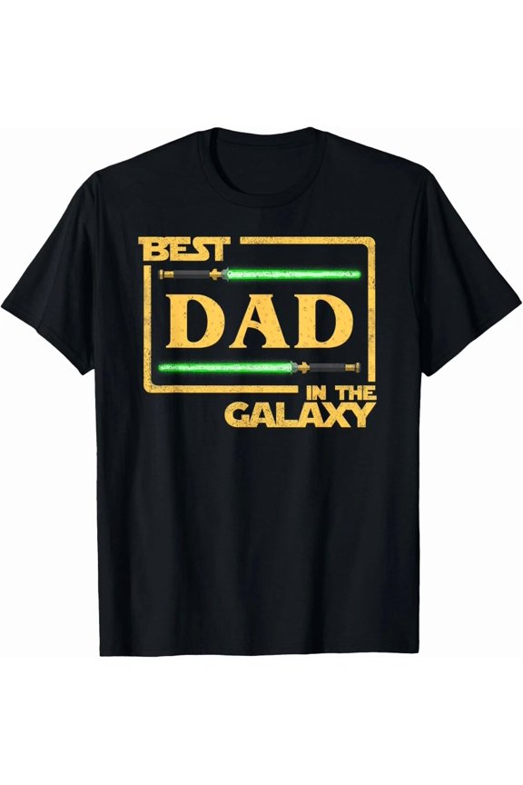 Gift Best Dad In Galaxy Fathers Day Design Funny Humor Graphic Unisex T-Shirt, up to Size 5XL