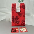 thumbnail image 1 of Gift Blessing Reusable Polyester Shopping Bags Handmade Knit Handbag Tote Bag Knot Wrist Bag Fu Character Knit Bag 5, 1 of 8
