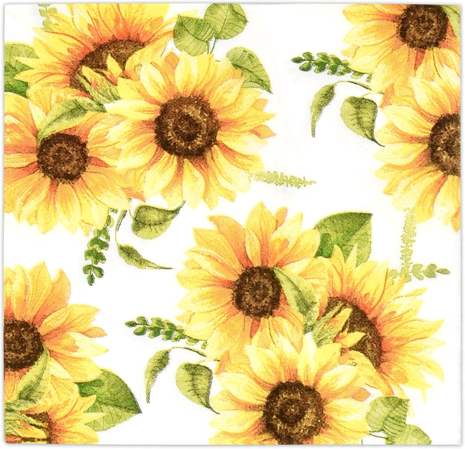 Gift Boutique 100 Floral Sunflower Cocktail Beverage Napkins Disposable Paper Spring Yellow Sunflowers Dessert Napkin for Spring Flower Wedding Holiday Bridal & Baby Shower Tableware Party Supplies