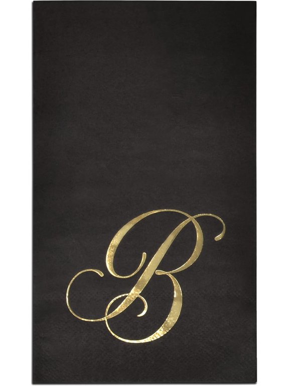 100 Pack Gold Monogram Letter B Guest Napkins