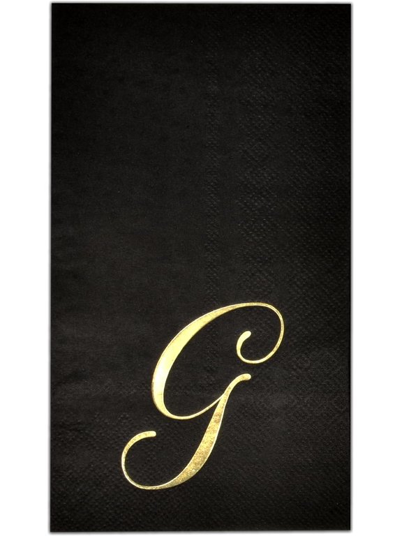 100 Gold Monogram on Black Napkins