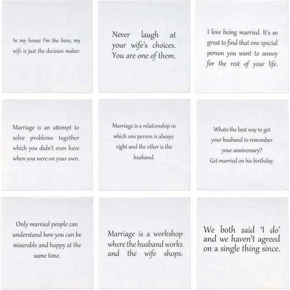 Gift Boutique 100 Marriage Quotes Cocktail Beverage Napkins Disposable Paper Funny Dessert Napkin for Anniversary Wedding Bar Tableware Party Supplies