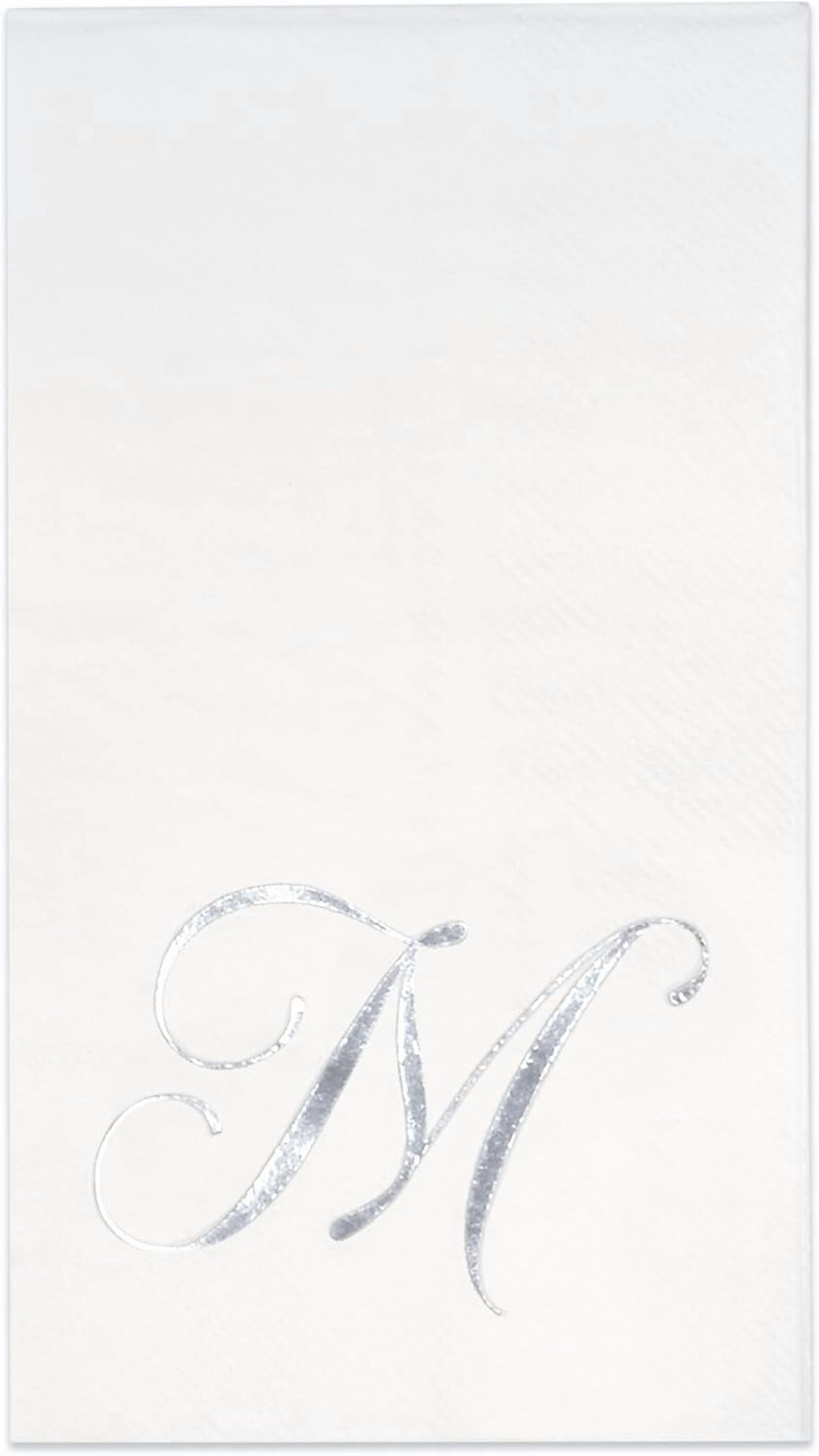 Gift Boutique 100 Silver Monogram on White Napkins