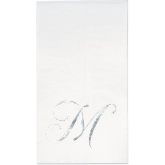 Gift Boutique 100 Silver Monogram on White Napkins