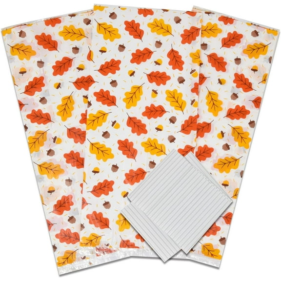 Gift Boutique 100 Thanksgiving Cellophane Bag Plastic Fall Leaves Treat Favor Bags Autumn Harvest Themed Birthday Party Supplies Decorations for Kids Classroom Reward, Carnival Candy Goodies Grab Bag
