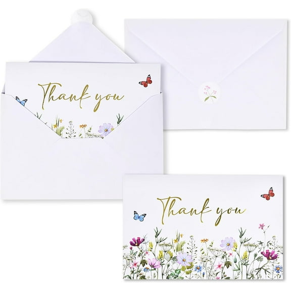 Gift Boutique Wildflower Thank You Cards with Envelopes