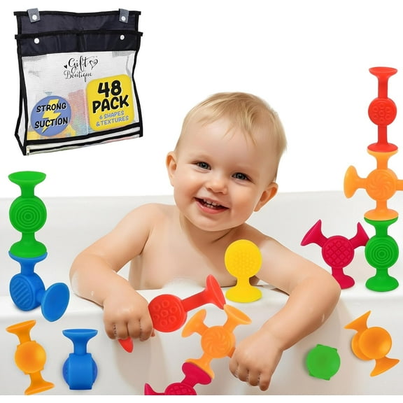 48 Pack Toddler Suction Cup Bath Toys, Stocking Stuffer for Toddlers Kids
