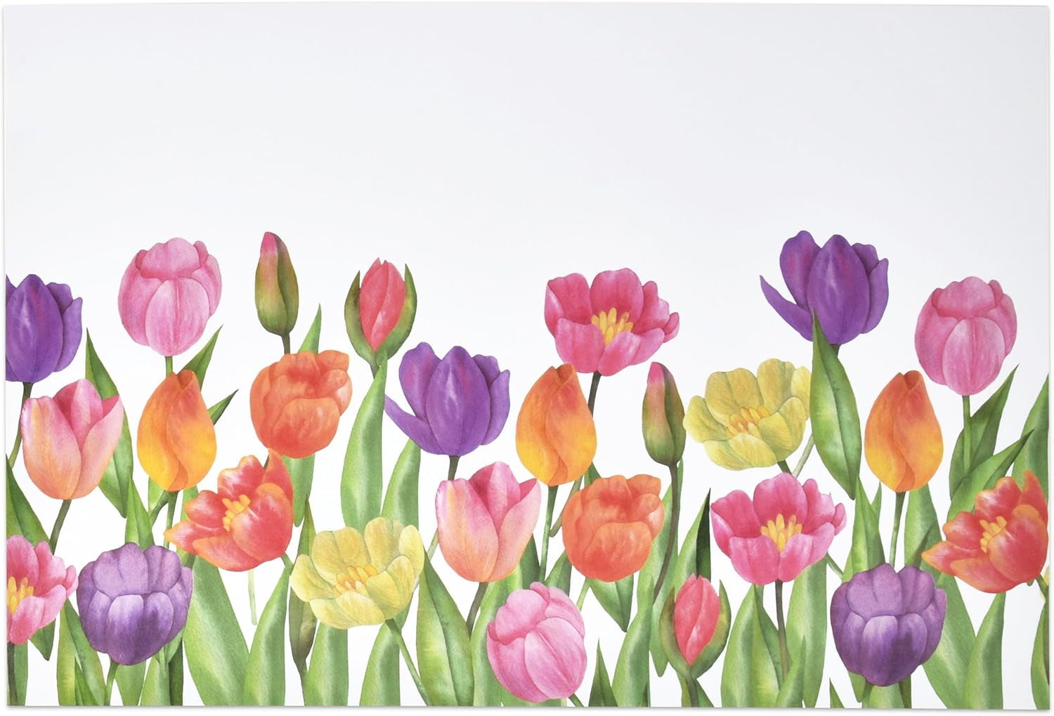 Gift Boutique 50 Pcs Disposable Watercolor Tulip Paper Place Mats, 11" x 17" Rectangle Tulips Flower Coated Placemat for Spring Summer Floral Table Setting Party Supplies