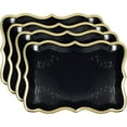 thumbnail image 1 of Gift Boutique Black and Gold Rim Rectangle Serving Tray Disposable Serving Platter Food Tray Party Supplies, 10-Pack, 1 of 7