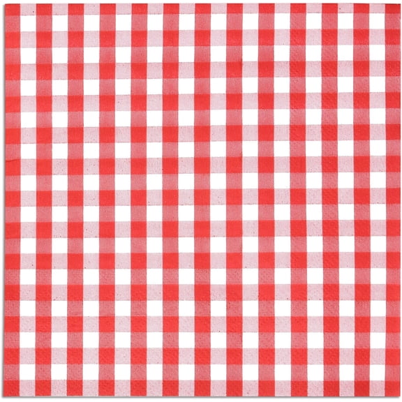 Gift Boutique Buffalo Check Lunch Napkins, Red Gingham Disposable 3-Ply Paper Napkins for Picnics, BBQs, Farmhouse Parties, 100 Pack, 6.5 x 6.5 In