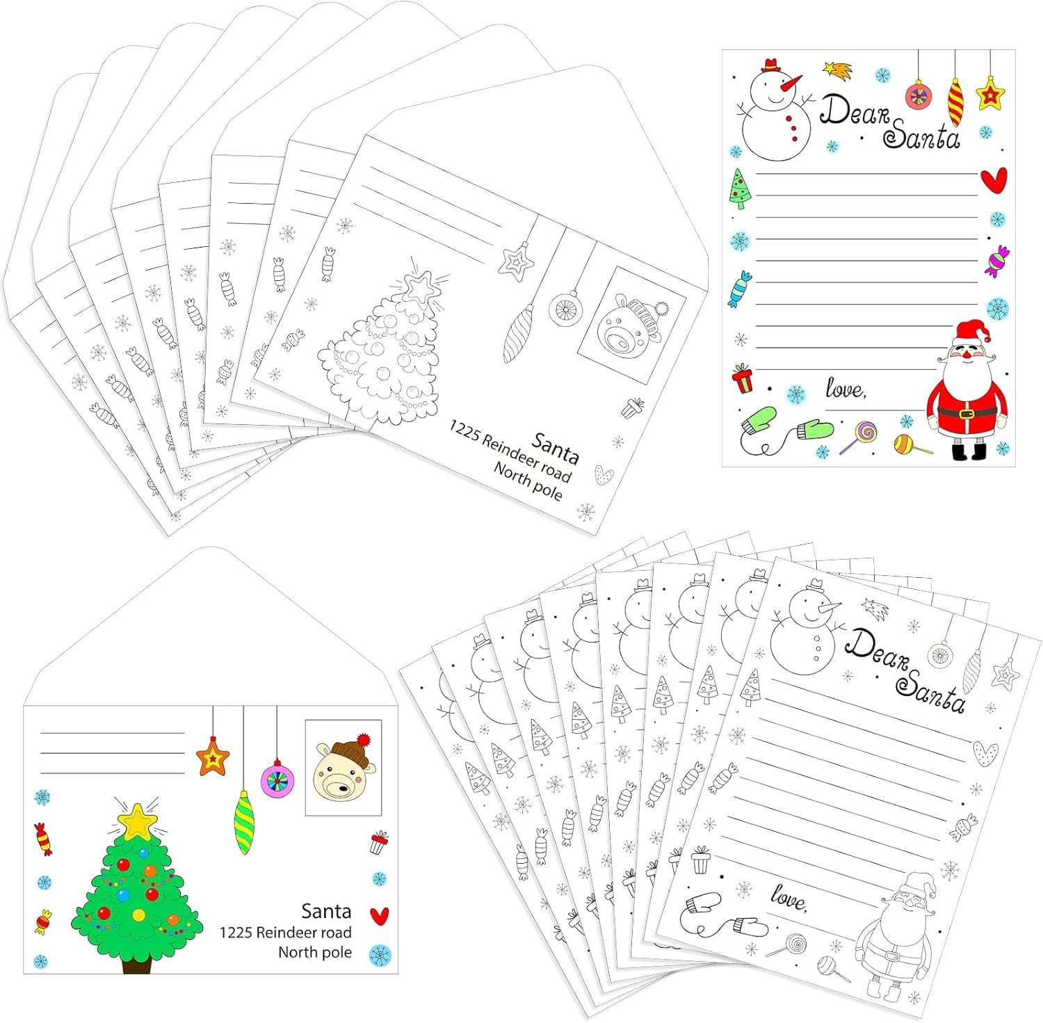 Gift Boutique 24 Sets Color Your Own Letter to Santa DIY Letters to Santa with Envelopes Coloring Santa Letter Kit for Kids Christmas Crafts Fun Activities