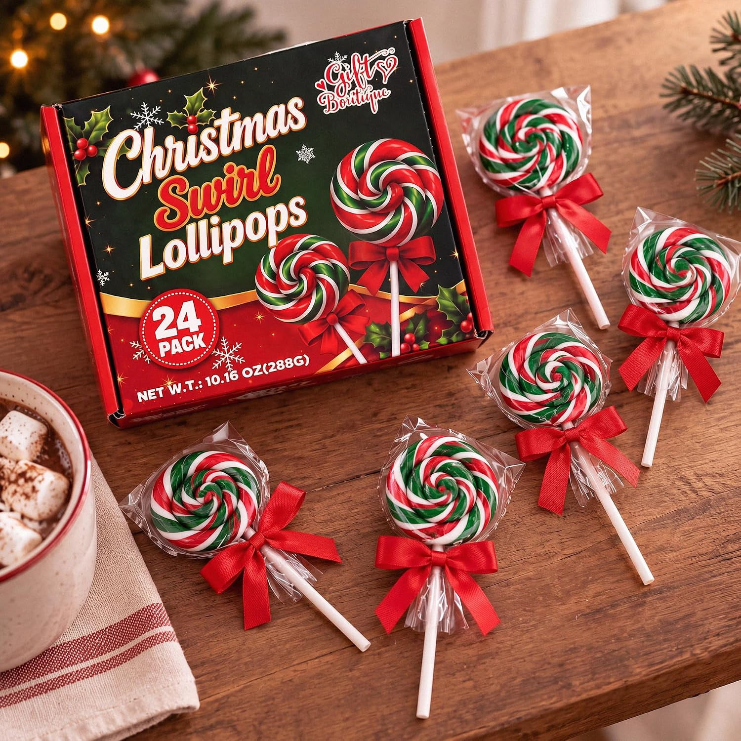 Gift Boutique Christmas Swirl Lollipops, 24 Count Individually Wrapped ...
