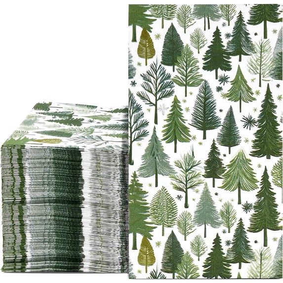 Decoration Paper Layout Gift Boutique Christmas Tree Guest Napkins, 100 Count Disposable Paper ...