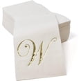thumbnail image 1 of Gift Boutique Monogram Guest Napkins, Letter W Gold Foil, 100 Count, 2-Ply Disposable Paper Dinner Napkins for Wedding Party Bathroom Decor, White, 1 of 6