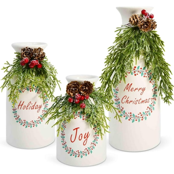 Gift Boutique Set of 3 Christmas Ceramic Vases