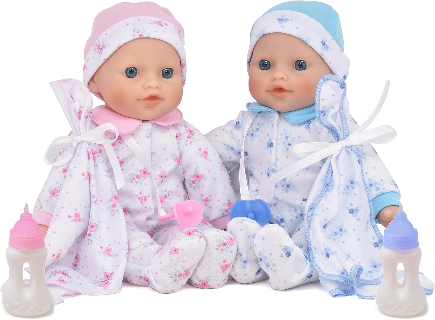 Gift Boutique Soft Body Twin Baby Dolls for Toddlers in Gift Box, 12 Inch Baby Doll with Pacifier, Baby Girl Doll and Baby Boy Doll