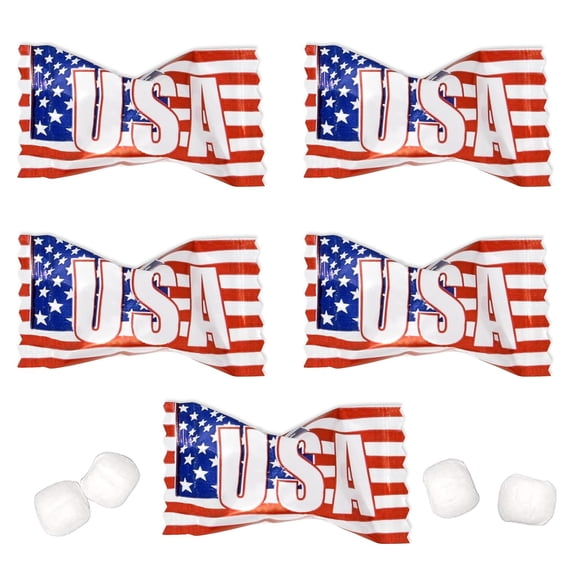 Gift Boutique USA Flag Butter Mint Candies, 100 Count Individually Wrapped Red White Blue Patriotic Mints, 13 oz Bag, Fourth of July Party Candy