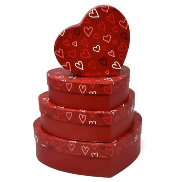 SHINEOFI Heart Shape Gift Boxes - Decorative Nesting Cardboard Box For Valentine's Day, Wedding Proposals, Flowers (Black)