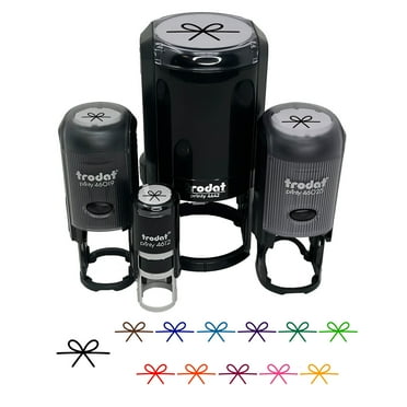 Gift Bow Self-Inking Rubber Stamp Ink Stamper - Black Ink - Mini 1/2 Inch